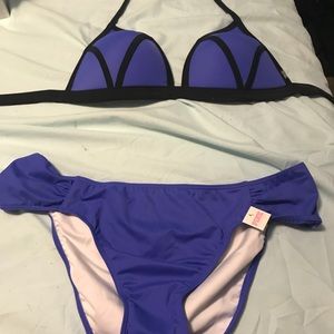 NWT Victoria Secret bikini, L. Blue & Black!